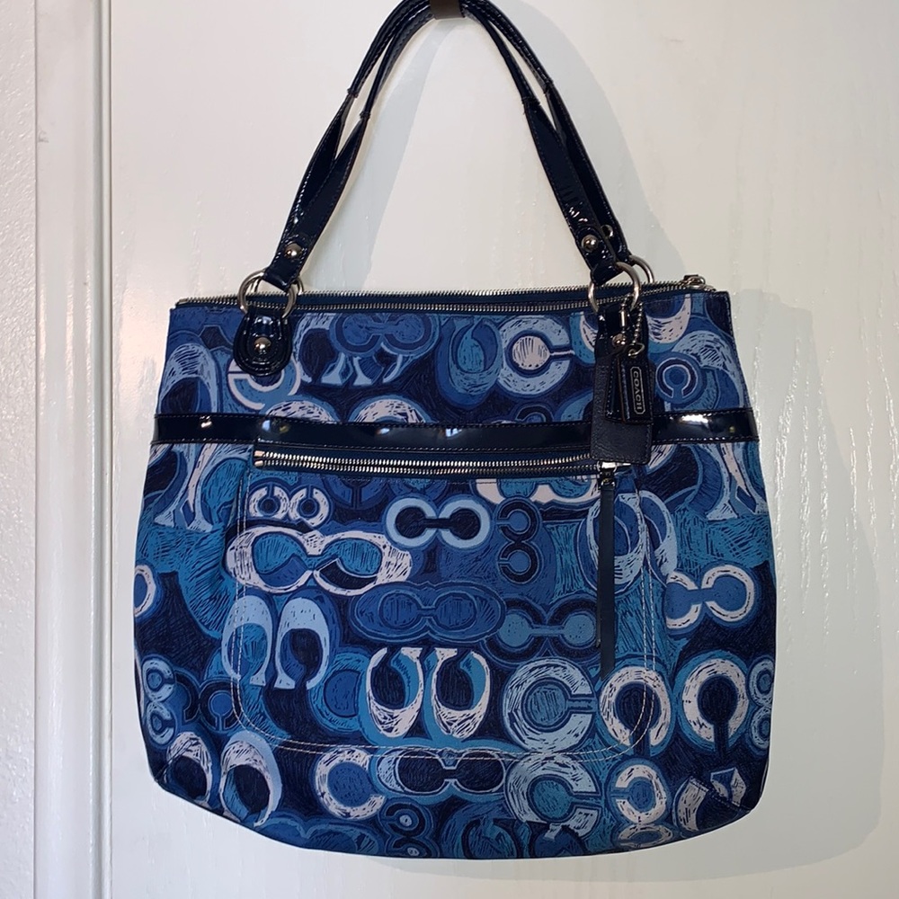 Coach Poppy Glam Blue & white Denim shoulder bag